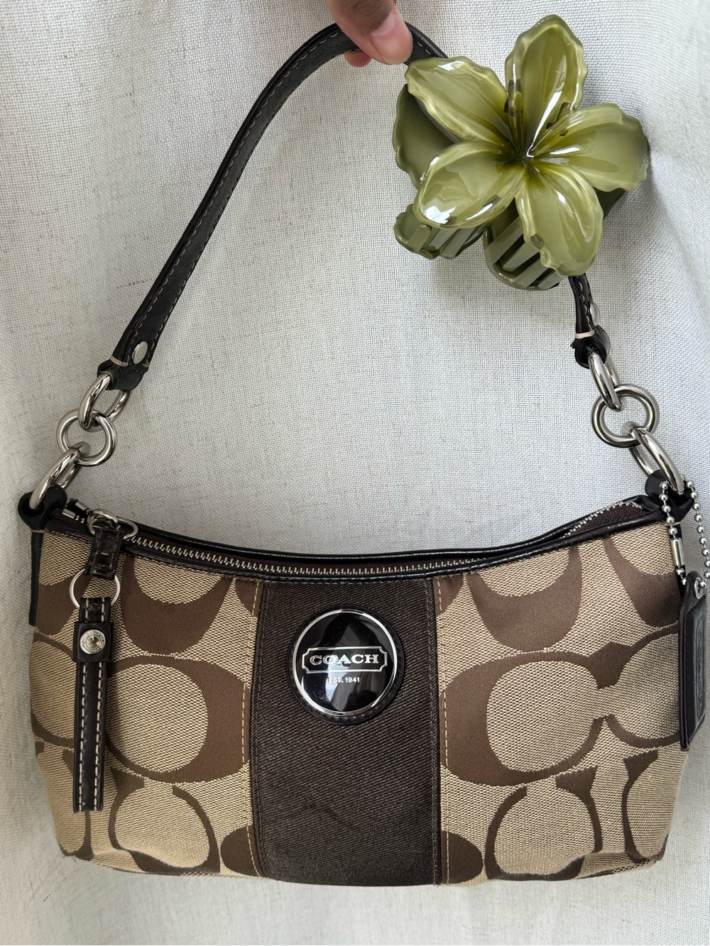 COACH Signature Small Bag in Brown/Tan